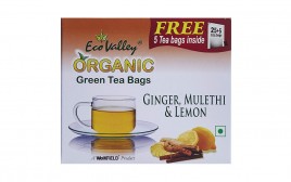 Eco Valley Ginger, Mulethi & Lemon Organic Green Tea Bags  Box  25 pcs